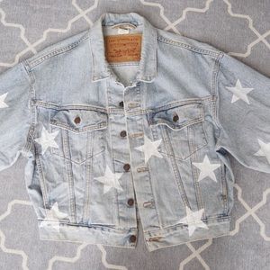 on hold for custom order! star denim jacket custom